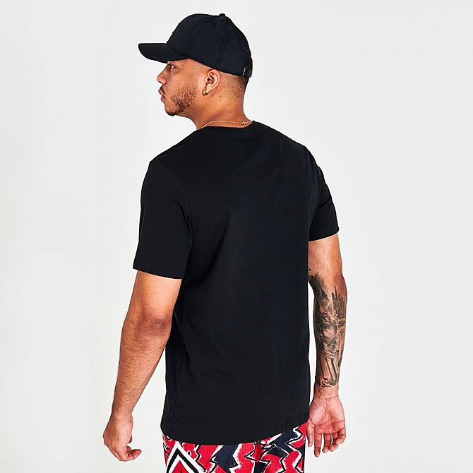 Back Right view of Men's Jordan Air Stretch T-Shirt in Black/White/Black Click to zoom