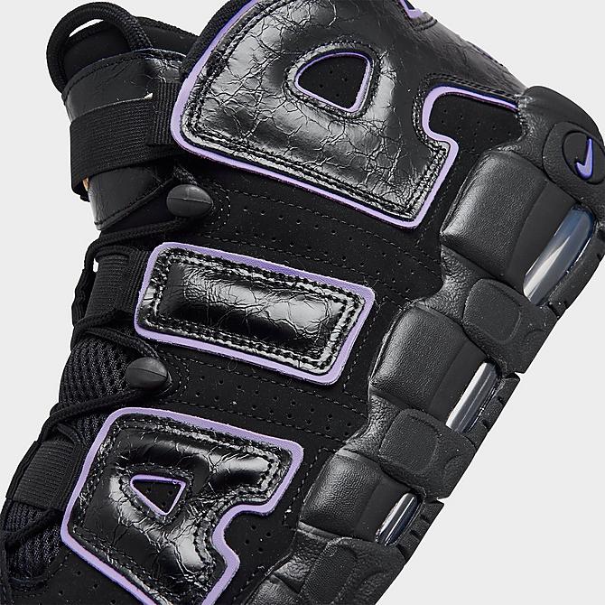 Front view of Men's Nike Air More Uptempo '96 Basketball Shoes in Black/Action Grape/Black/Metallic Gold Click to zoom