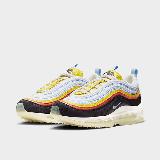 Big Kids Air Max 97 Yin Yang Casual Shoes in Brown/Blue/White/Yellow/Off Noir Size 3.5 Leather Finish Line Shoes Flat Shoes Casual Shoes 