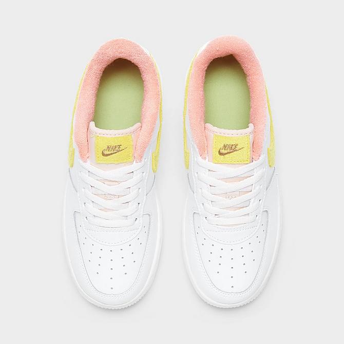 Girls Little Kids Air Force 1 LV8 Casual Shoes in White/Yellow/White Size 1.0 Leather Finish Line Girls Shoes Flat Shoes Casual Shoes 