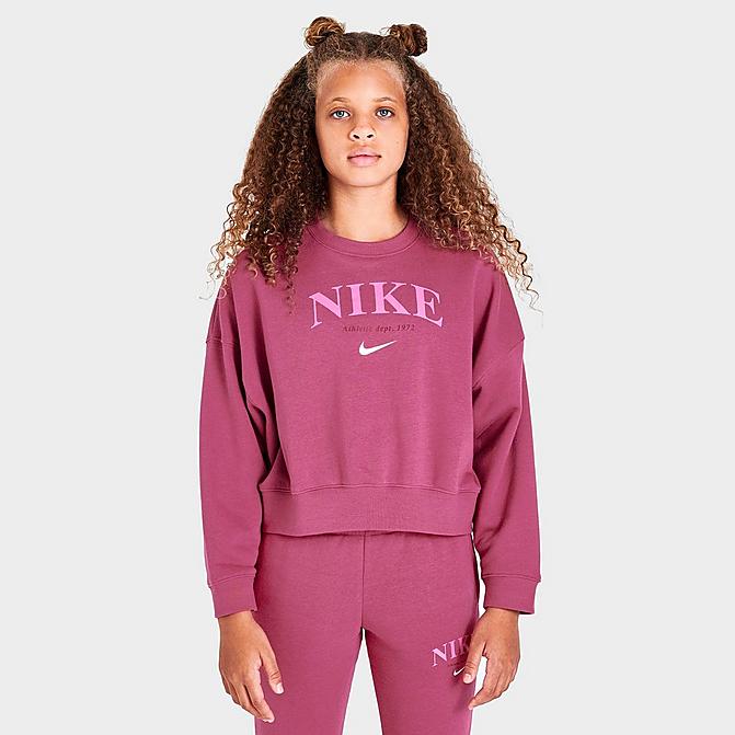 Girls Sportswear Trend Fleece Sweatshirt in Pink/Sweet Beet Size Small Cotton/Polyester/Fleece Finish Line Girls Sport & Swimwear Sportswear Sports Hoodies 