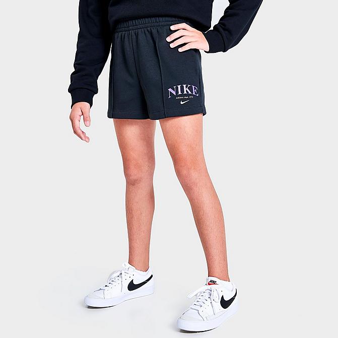 Girls Sportswear Trend Fleece Shorts in Black/Off Noir Size Small Cotton/Polyester/Fleece Finish Line Girls Sport & Swimwear Sportswear Sports Shorts 