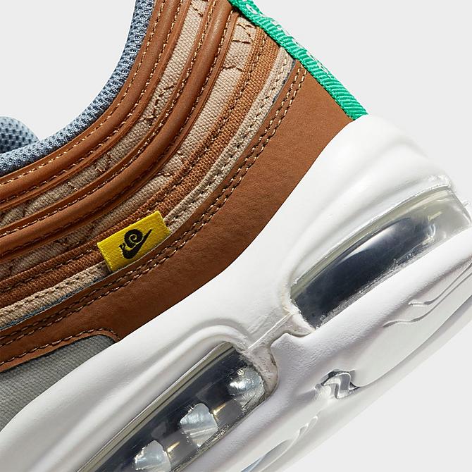 Front view of Men's Nike Air Max 97 SE Nike Moving Company Casual Shoes in Hemp/Stadium Green/Ale Brown/White/Sail/Ashen Slate Click to zoom