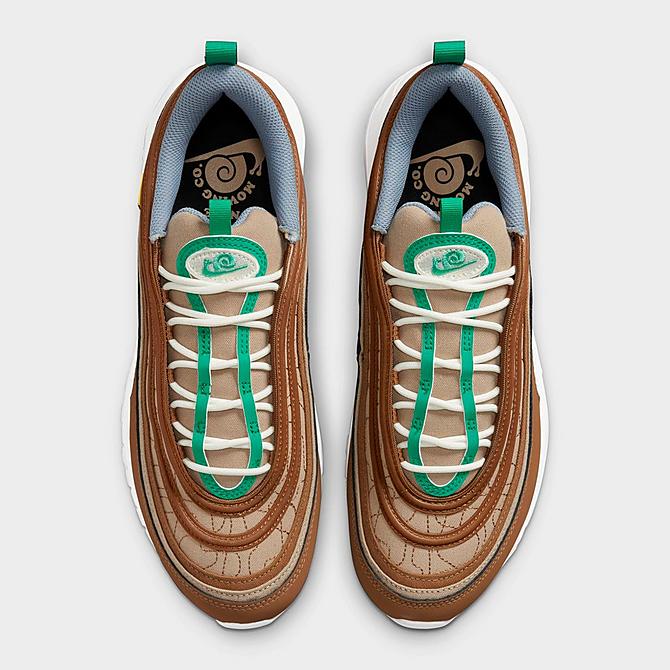 Back view of Men's Nike Air Max 97 SE Nike Moving Company Casual Shoes in Hemp/Stadium Green/Ale Brown/White/Sail/Ashen Slate Click to zoom