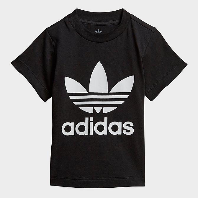 Front view of Infant and Kids' Toddler adidas Originals Trefoil T-Shirt in Black/White Click to zoom