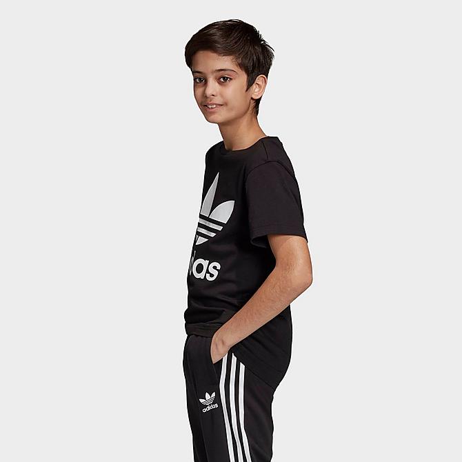 Back Right view of Kids' adidas Originals Trefoil T-Shirt in Black/White Click to zoom