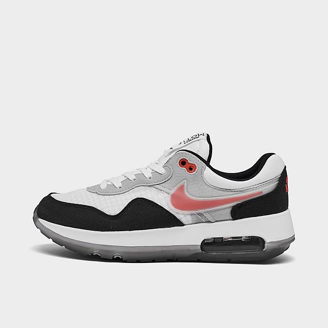 Right view of Big Kids' Nike Air Max Motif Casual Shoes in Black/White/Grey Fog/Siren Red Click to zoom