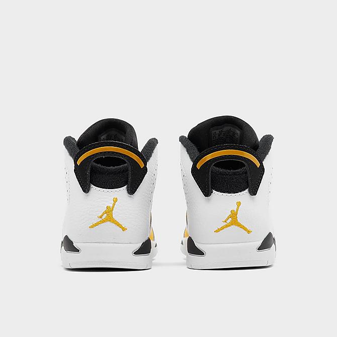 Left view of Kids' Toddler Air Jordan Retro 6 Basketball Shoes in White/Yellow Ochre/Black Click to zoom