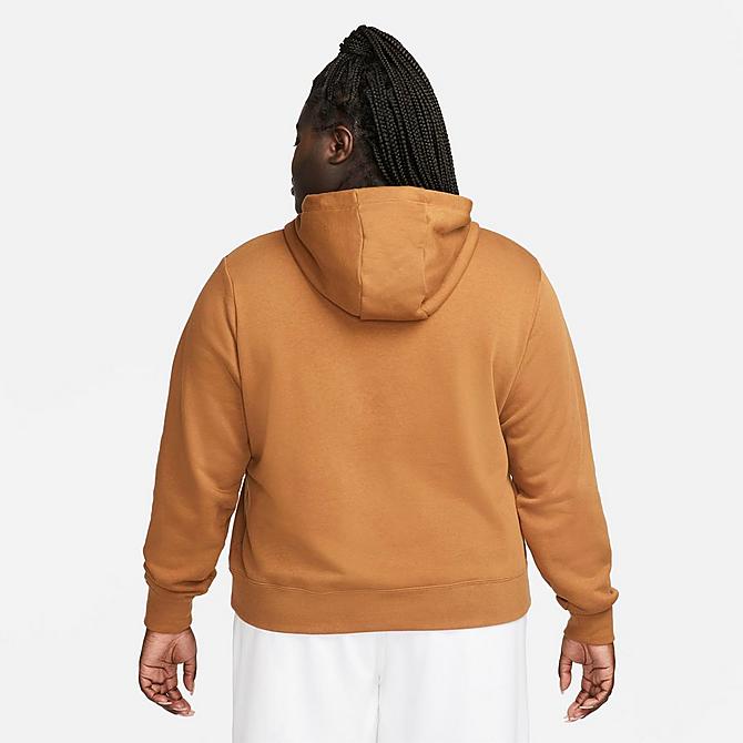 Back Left view of Women's Nike Sportswear Club Fleece Pullover Hoodie (Plus Size) in Ale Brown/White Click to zoom