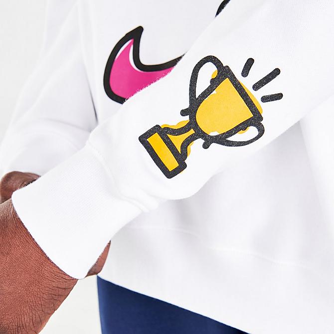 On Model 6 view of Men's Nike Sportswear Club Doodles Crewneck Sweatshirt in White Click to zoom