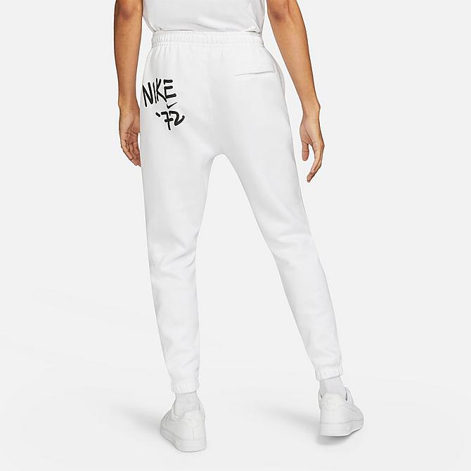 Front Three Quarter view of Men's Nike Sportswear Club Fleece Doodleglyph Graphic Print Sweatpants in White Click to zoom
