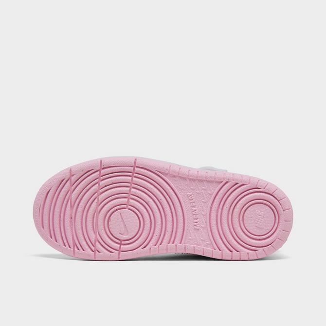 Bottom view of Kids' Toddler Nike Court Borough Low Recraft Stretch Lace Casual Shoes in White/Pink Foam Click to zoom
