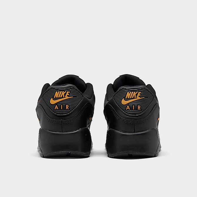 Left view of Big Kids' Nike Air Max 90 Multi Swoosh Casual Shoes in Black/Kumquat/White Click to zoom