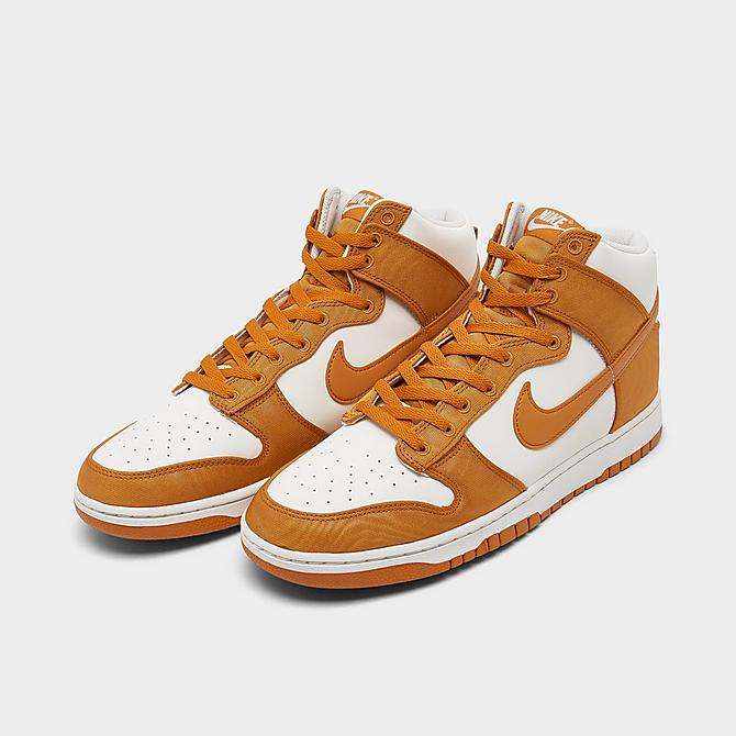 Three Quarter view of Nike Dunk High Retro Casual Shoes in Monarch/Monarch/Sail Click to zoom