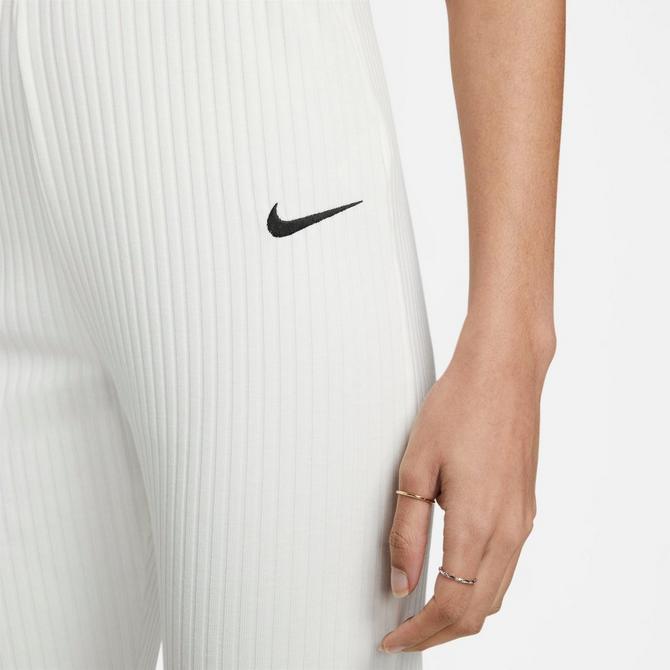 Nike mini swoosh high rise wide leg joggers in sail white