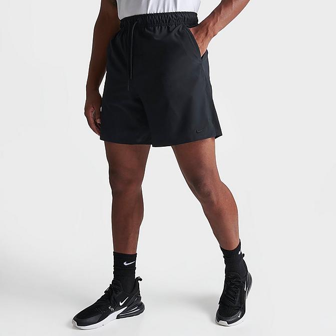 Front view of Men's Nike Unlimited Dri-FIT 7" Unlined Versatile Shorts in Black/Black/Black Click to zoom