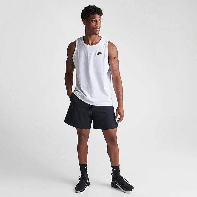 Front Three Quarter view of Men's Nike Unlimited Dri-FIT 7" Unlined Versatile Shorts in Black/Black/Black Click to zoom