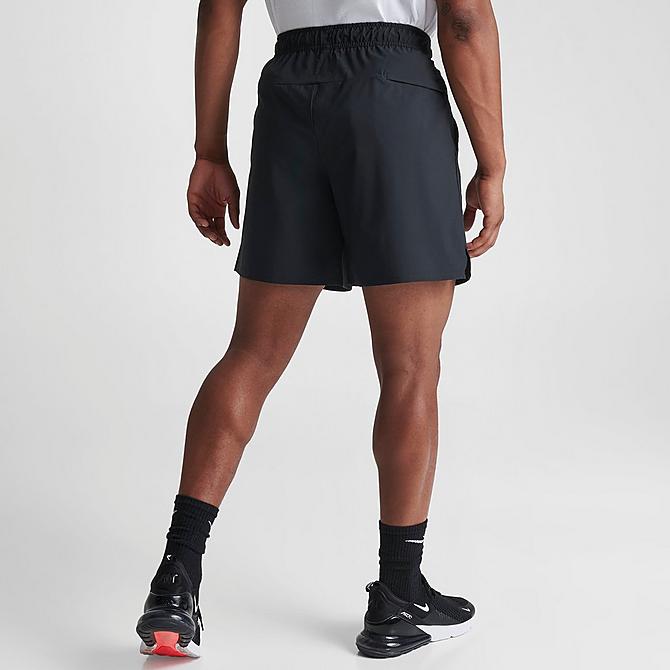 Back Right view of Men's Nike Unlimited Dri-FIT 7" Unlined Versatile Shorts in Black/Black/Black Click to zoom