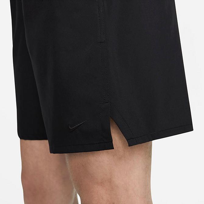 On Model 6 view of Men's Nike Unlimited Dri-FIT 7" Unlined Versatile Shorts in Black/Black/Black Click to zoom