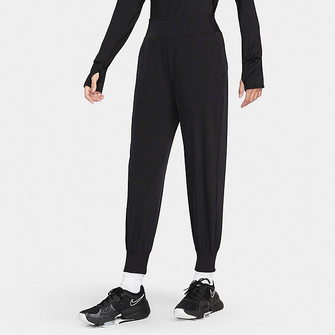 Front view of Women's Nike Dri-FIT Bliss Jogger Pants in Black/Clear Click to zoom