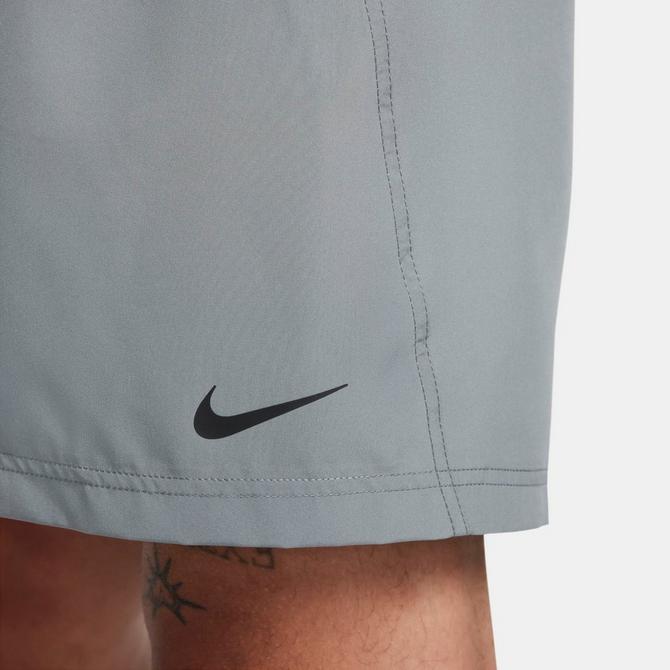 [angle] view of Men's Nike Form Dri-FIT Unlined 7" Versatile Shorts in Smoke Grey/Black Click to zoom