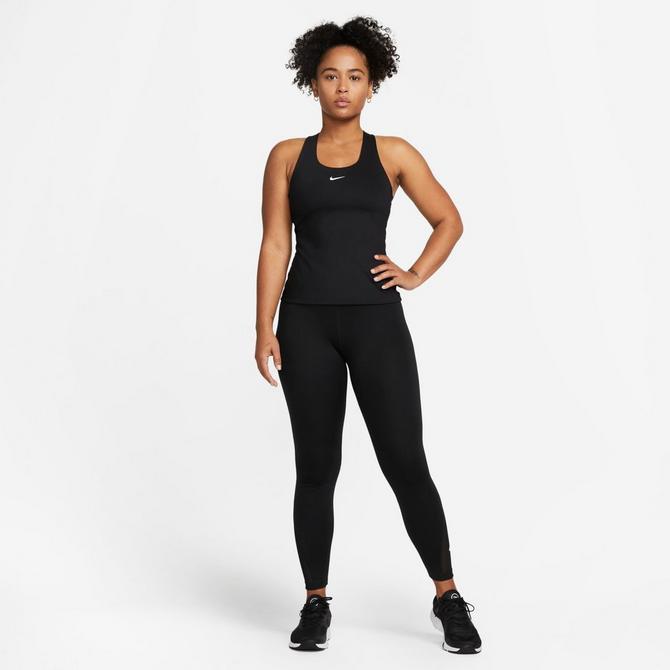 [angle] view of Women's Nike Swoosh Medium-Support Padded Sports Bra Tank in Black/Black/White Click to zoom