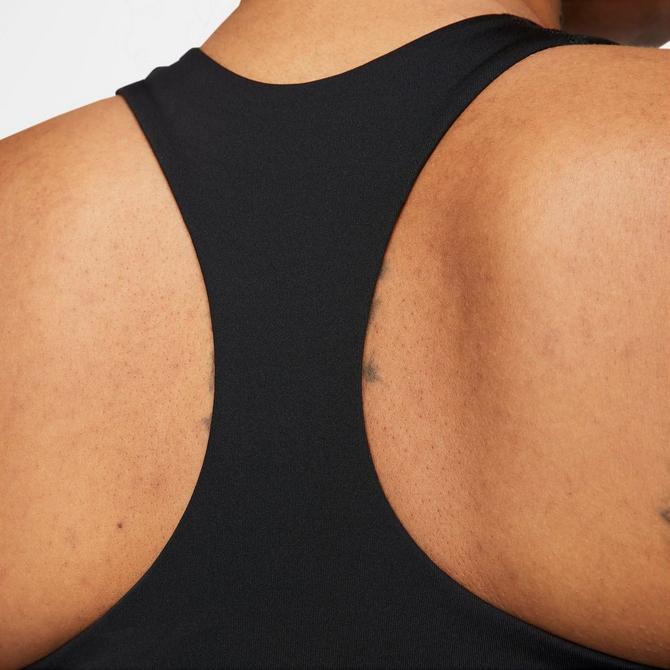 [angle] view of Women's Nike Swoosh Medium-Support Padded Sports Bra Tank in Black/Black/White Click to zoom