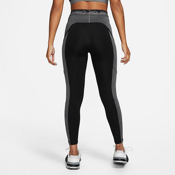 Front Three Quarter view of Women's Nike Pro Dri-FIT Training Tights in Black/Iron Grey/White Click to zoom