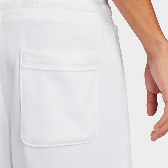 [angle] view of Men's Nike Club Alumni Graphic French Terry Shorts in White/White/Black Click to zoom