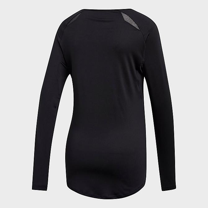 Back Left view of Women's adidas HILO Long-Sleeve Volleyball Jersey in Black Click to zoom