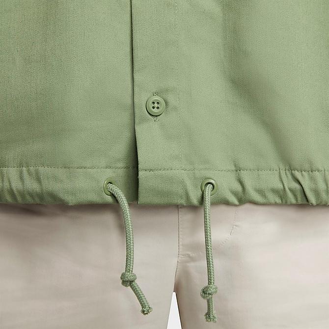 On Model 6 view of Men's Nike Club Button-Down Short-Sleeve Woven Top in Oil Green Click to zoom