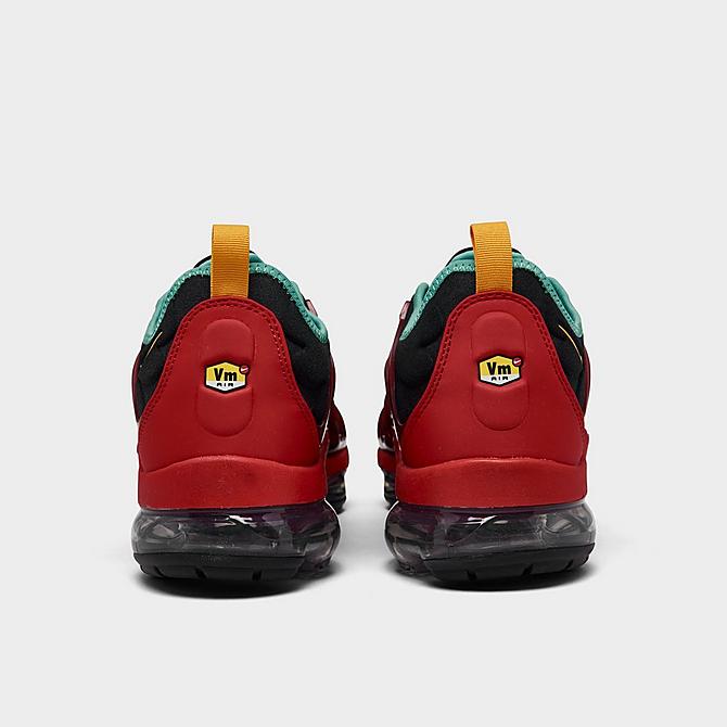 Left view of Men's Nike Air Vapormax Plus Running Shoes in Black/University Gold/University Red Click to zoom