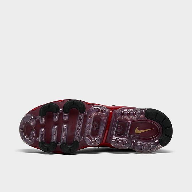 Bottom view of Men's Nike Air Vapormax Plus Running Shoes in Black/University Gold/University Red Click to zoom