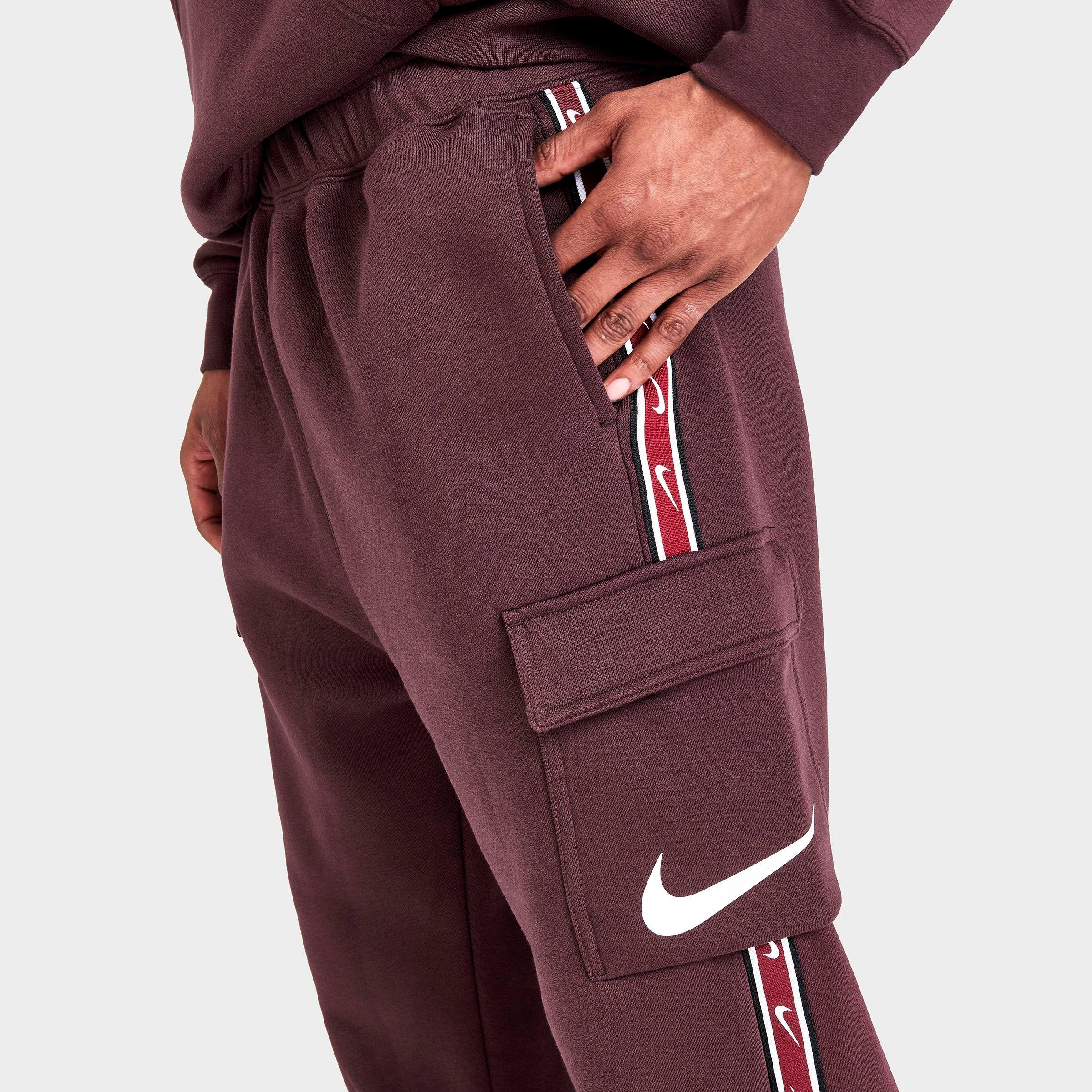 burgundy cargo joggers