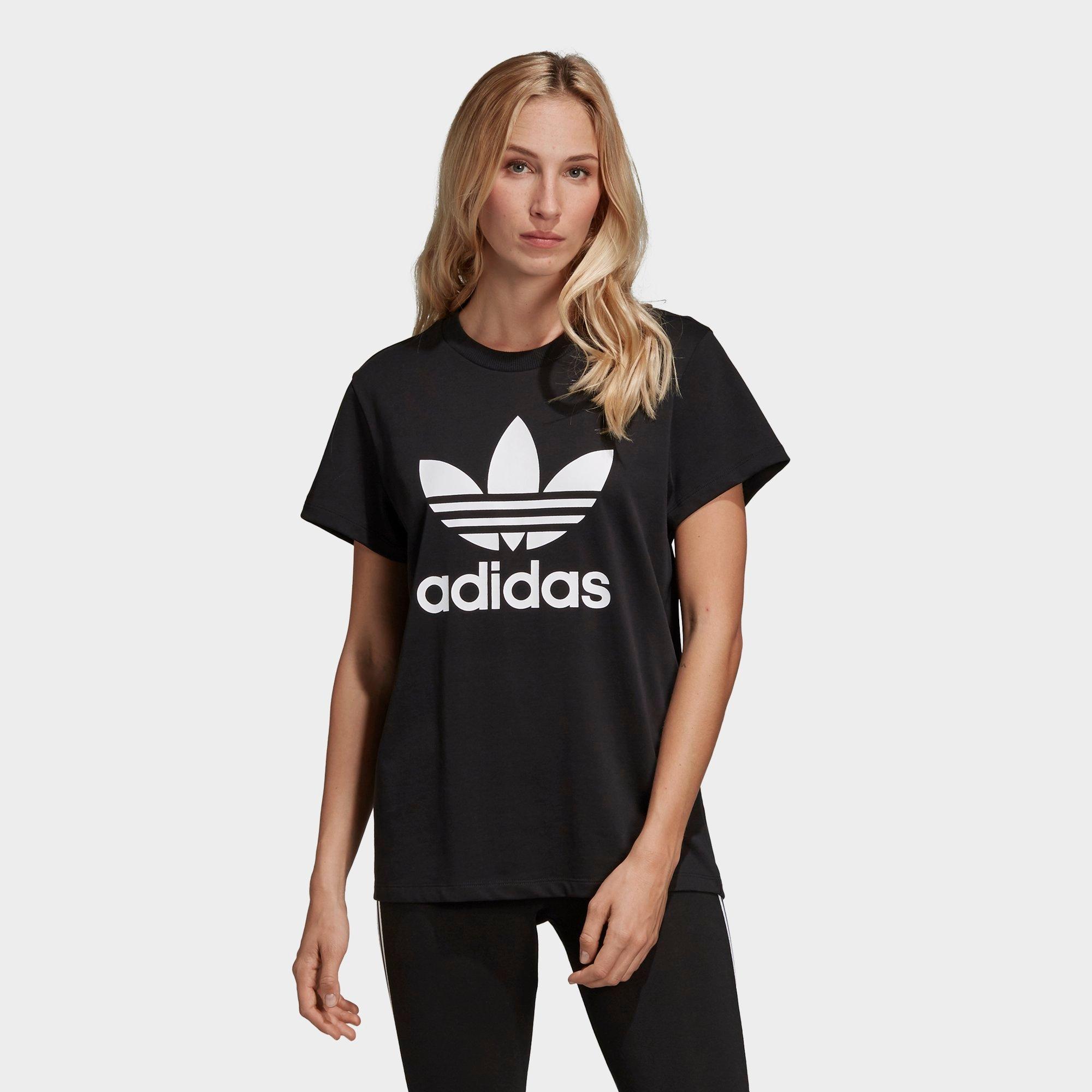 adidas boyfriend trefoil w t shirt white black striped