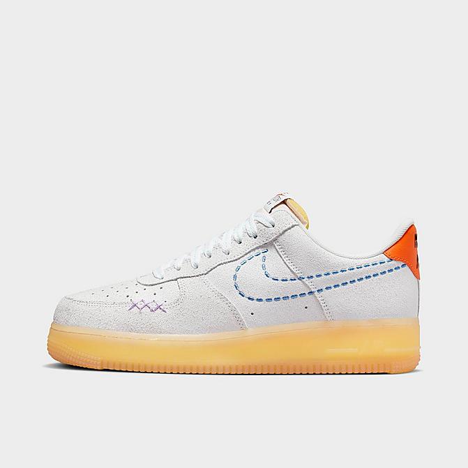 Right view of Men's Nike Air Force 1 '07 LV8 SE Casual Shoes in White/Safety Orange/Lilac/University Blue Click to zoom