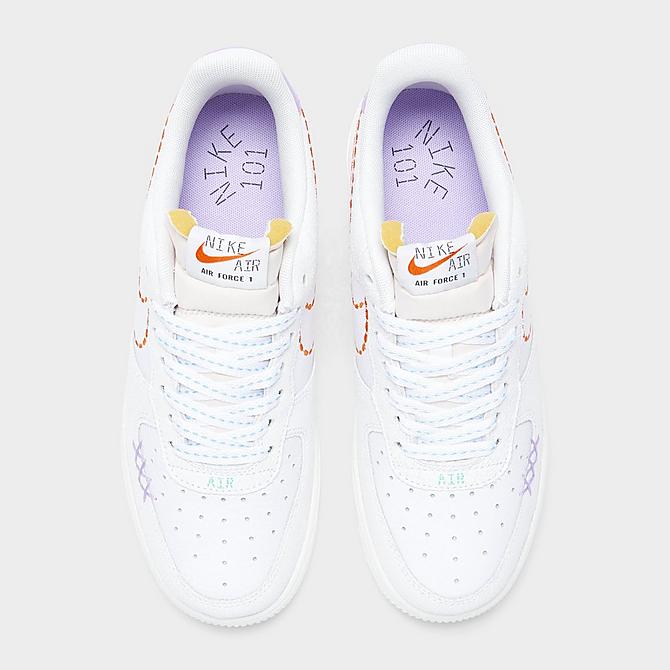 Back view of Women's Nike Air Force 1 Low '07 SE Casual Shoes in White/Orange/Purple Click to zoom