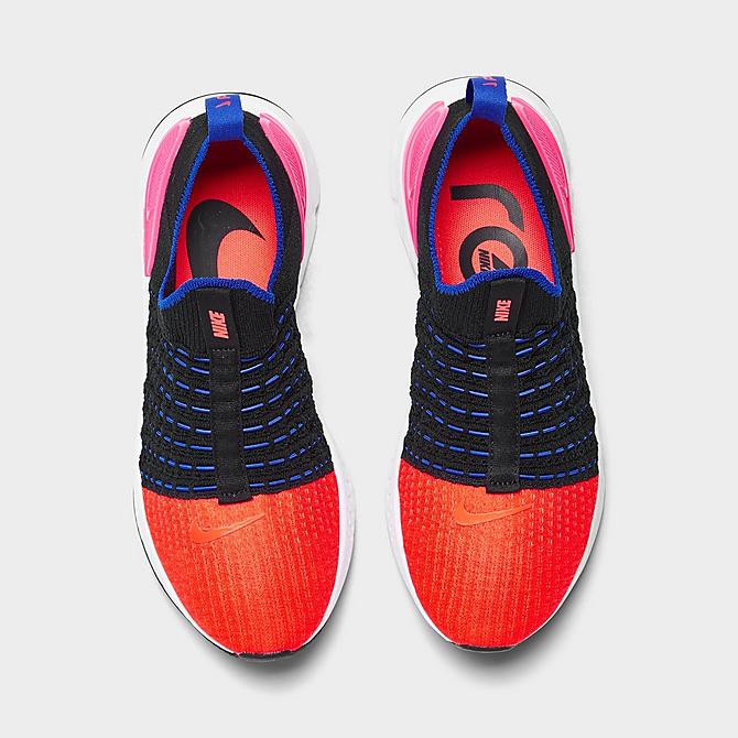 Back view of Women's Nike React Phantom Run Flyknit 2 Running Shoes in Black/Hyper Pink/Racer Blue/Bright Crimson Click to zoom