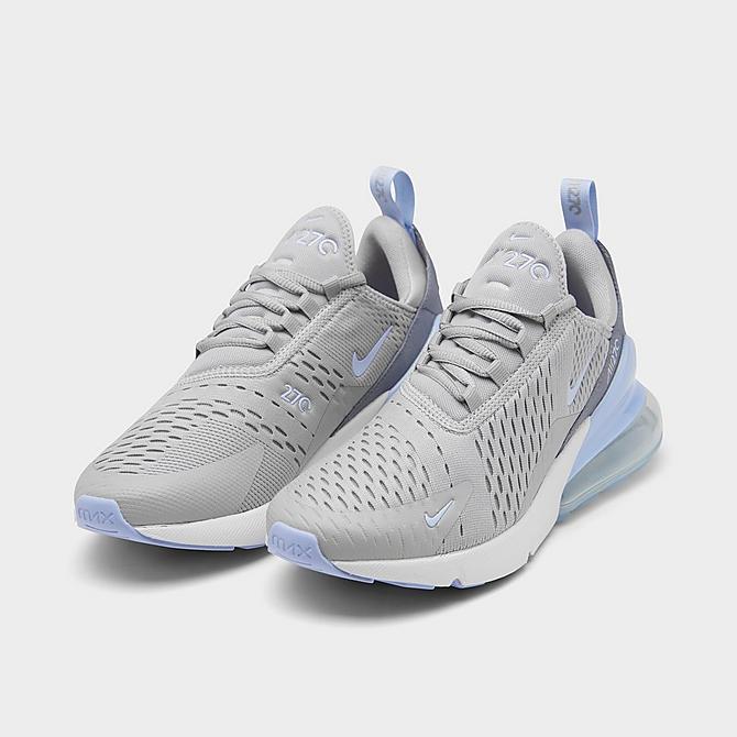 Three Quarter view of Women's Nike Air Max 270 Casual Shoes in Light Iron Ore/Light Marine/Summit White Click to zoom