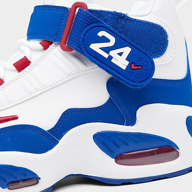 Front view of Big Kids' Nike Air Griffey Max 1 Casual Shoes in White/Old Royal/Gym Red Click to zoom