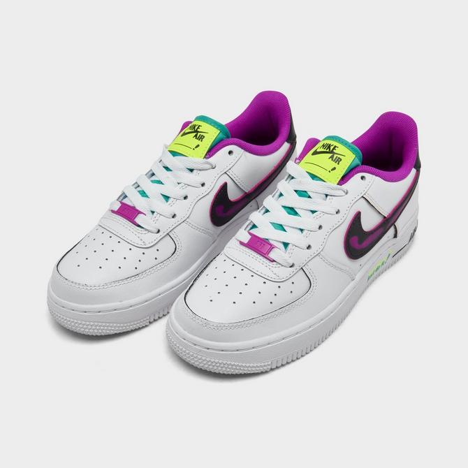 Nike Kid's Force 1 LV8 Shoes - White / Vivid Purple / Light Menta