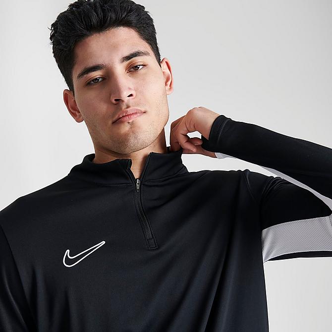 [angle] view of Men's Nike Dri-FIT Academy Soccer Drill Top in Black/White/White Click to zoom