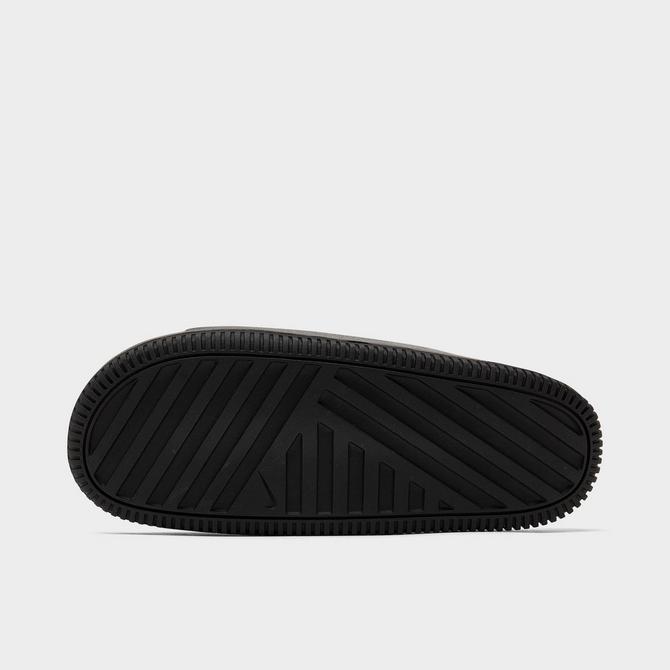 Bottom view of Women's Nike Calm Slide Sandals in Black/Black Click to zoom