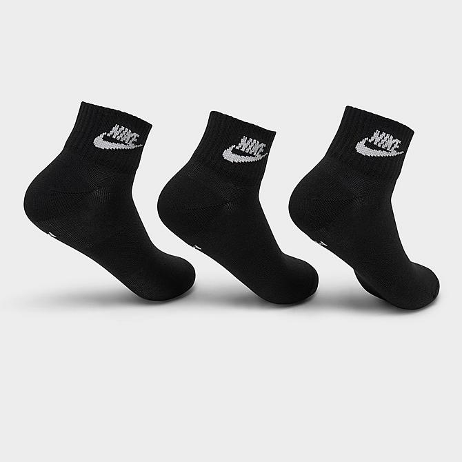 Back view of Nike Everyday Essential Ankle Socks (3-Pack) in Black Click to zoom