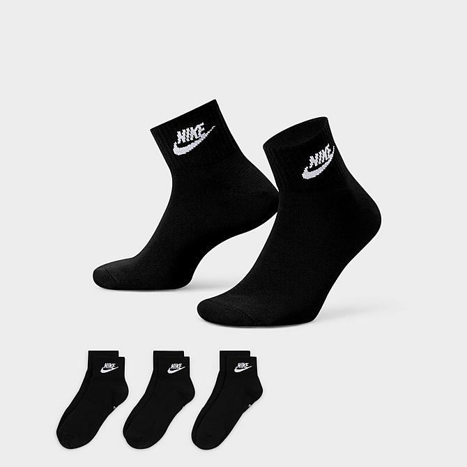 Alternate view of Nike Everyday Essential Ankle Socks (3-Pack) in Black Click to zoom