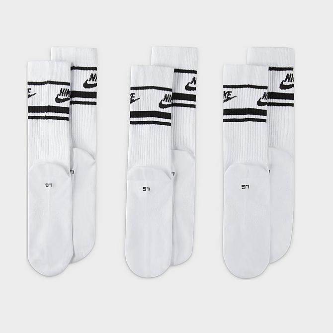Back view of Nike Sportswear Everyday Essential Crew Socks (3 Pack) in White/Black/Black Click to zoom