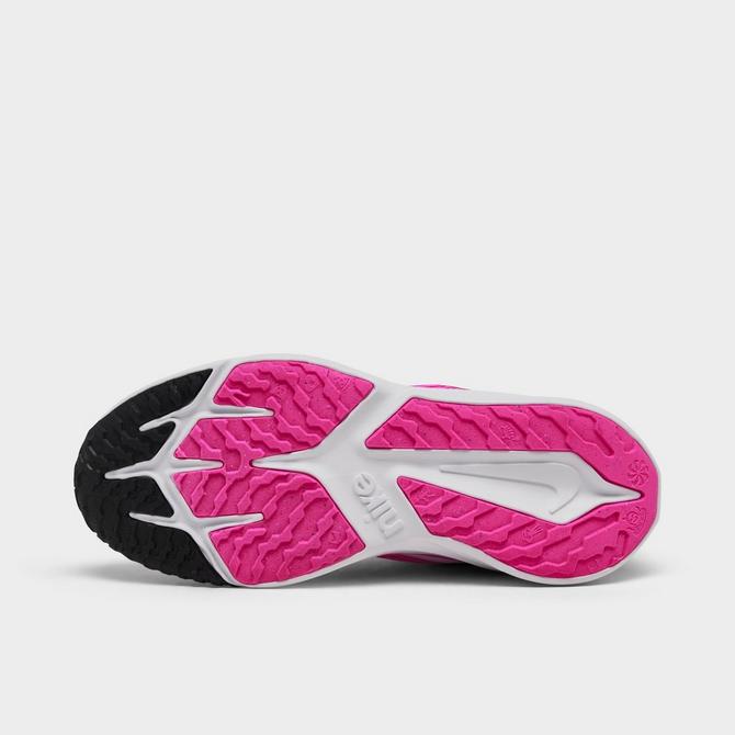 Bottom view of Girls' Little Kids' Nike Star Runner 4 Stretch Lace Running Shoes in Fierce Pink/Black/Playful Pink/White Click to zoom