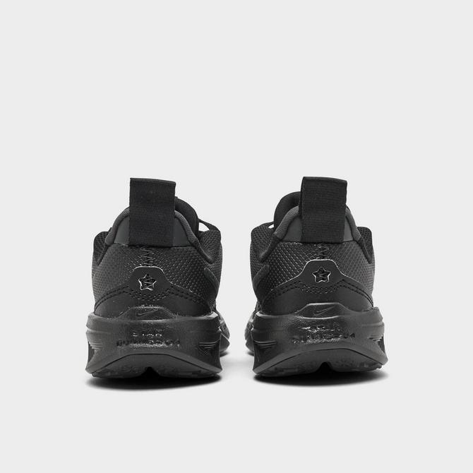 Left view of Little Kids' Nike Star Runner 4 Running Shoes in Black/Black/Anthracite/Black Click to zoom