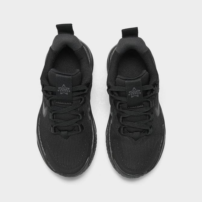 Back view of Little Kids' Nike Star Runner 4 Running Shoes in Black/Black/Anthracite/Black Click to zoom