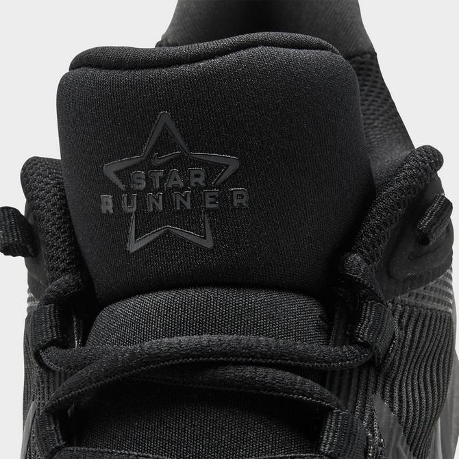 Front view of Big Kids' Nike Star Runner 4 Running Shoes in Black/Black/Anthracite/Black Click to zoom
